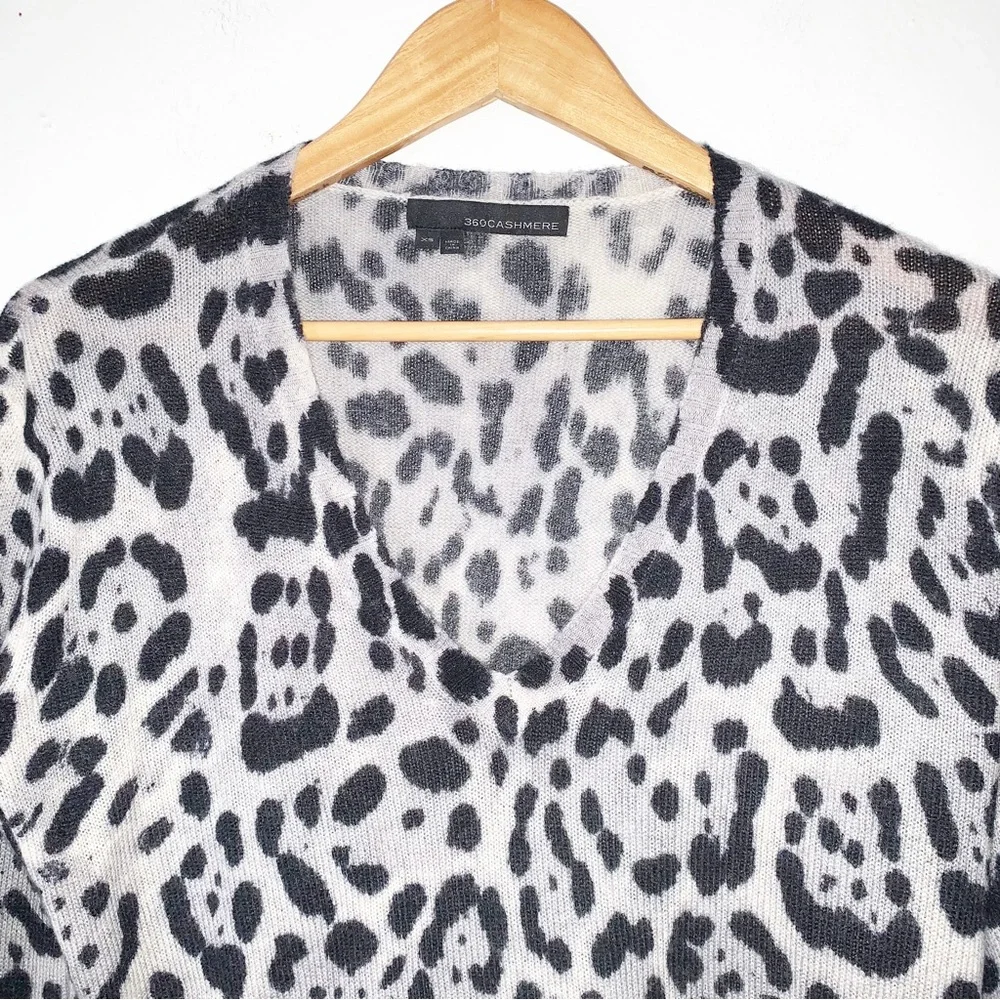 360 Cashmere Lauren Leopard Print Ombré 100% Cashmere Sweater Sz XS